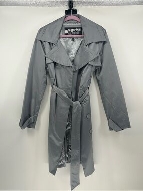 Sugarfly Women's Steel Gray Trench Coat with Belted Waist